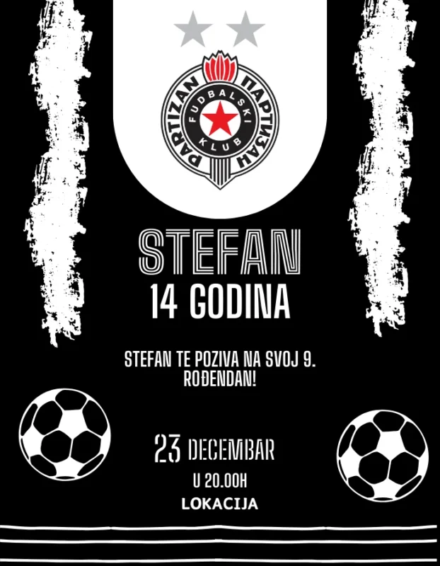 Partizan – Pozivnica za tinejdžerski rođendan