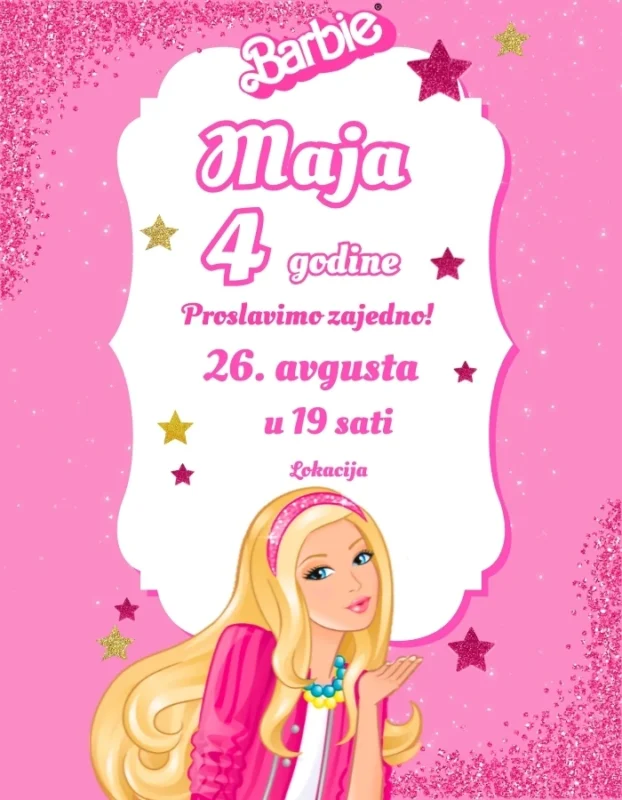 Barbie princeza – Pozivnica za dečije rođendane