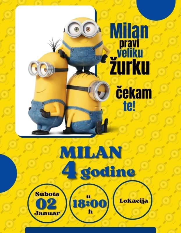 Minions avantura - Pozivnica za rođendan