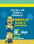 Minions žurka - Pozivnica za proslavu