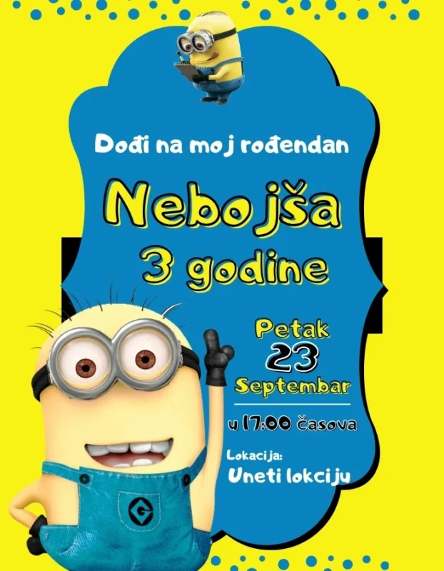 Žuta zabava - Pozivnica sa Minionima