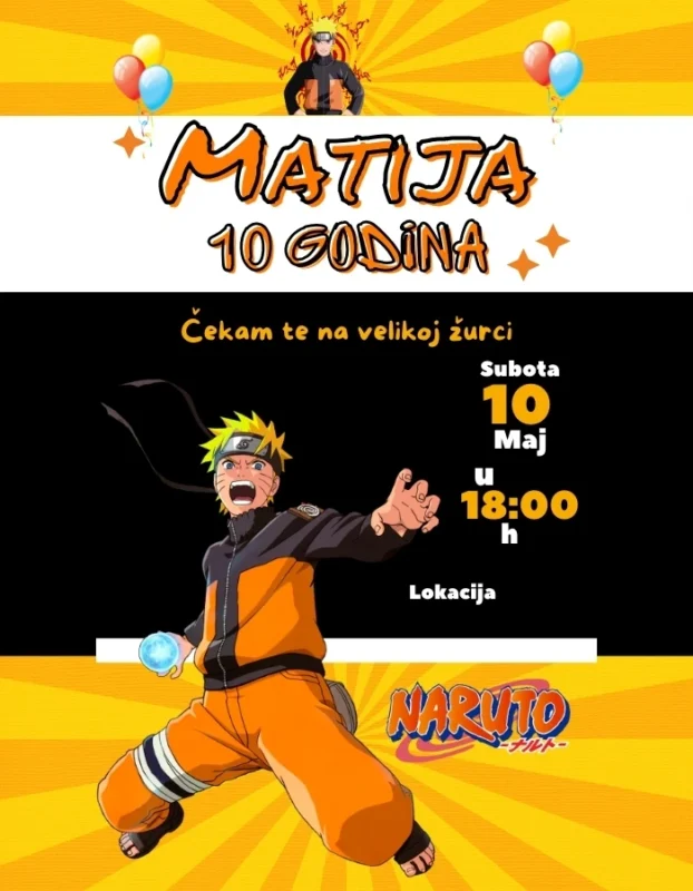 Ninja akcija - Pozivnica Naruto