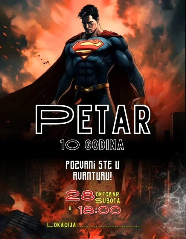 Pozivnica za Supermen proslavu: Avantura počinje!