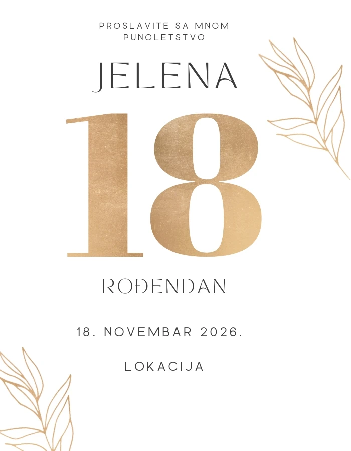 Pozivnica za 18. rodjendan (1) Pozivnica za 18. rodjendan sa imenom Jelena