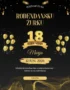 Glamurozna crno-zlatna pozivnica za 18. rođendan